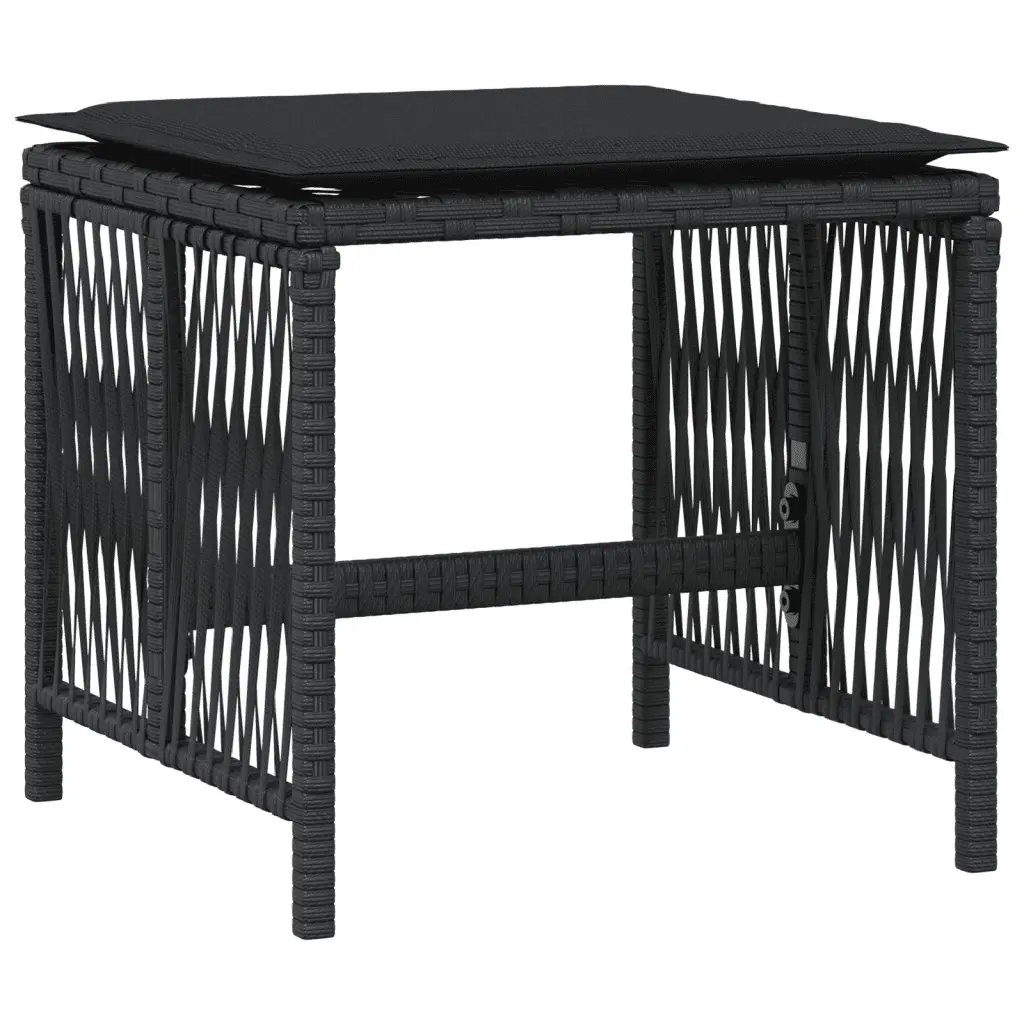 Garden Dining Set 9 Piece Black PE Poly Rattan Outdoor Furniture with Cushions