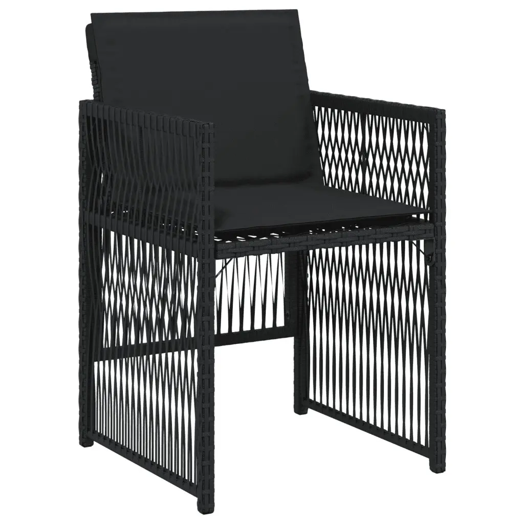 Garden Dining Set 9 Piece Black PE Poly Rattan Outdoor Furniture with Cushions