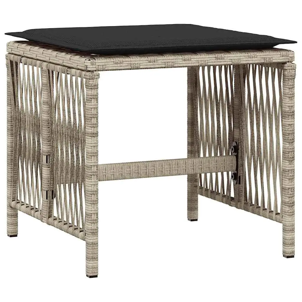 Outdoor Dining Set 9 Piece Grey Poly Rattan Garden Furniture with Cushions