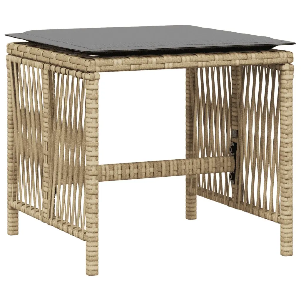 Garden Dining Set 13 Piece Outdoor Furniture Durable PE Rattan Beige with Foldable Backrest and Tempered Glass Tabletop
