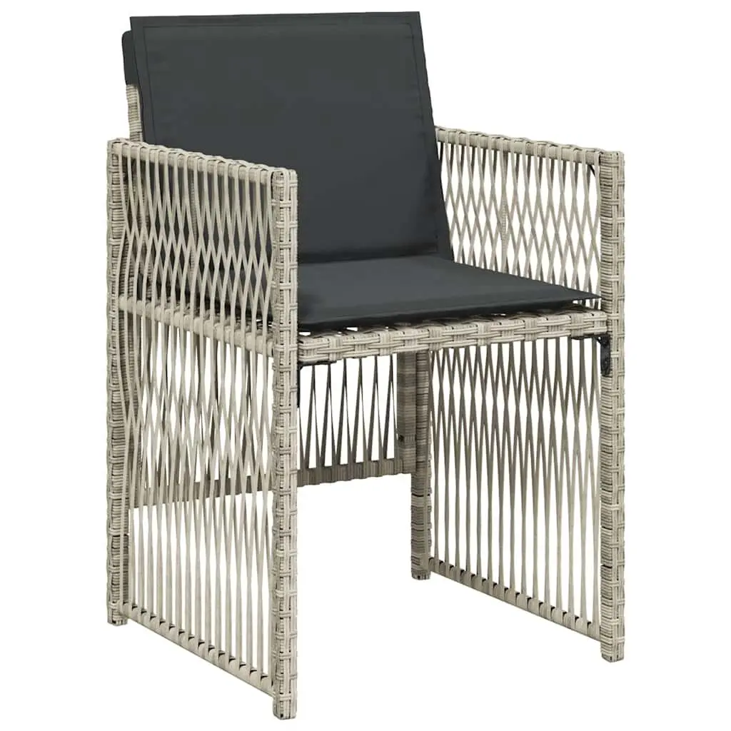 9 Piece Garden Dining Set Grey PE Rattan Outdoor Furniture with Cushions