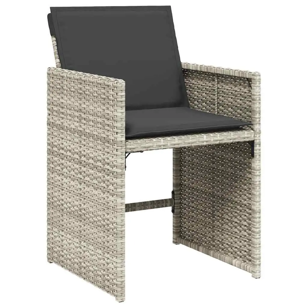 5-Piece Outdoor Garden Dining Set with Cushions Grey Poly Rattan Patio Furniture