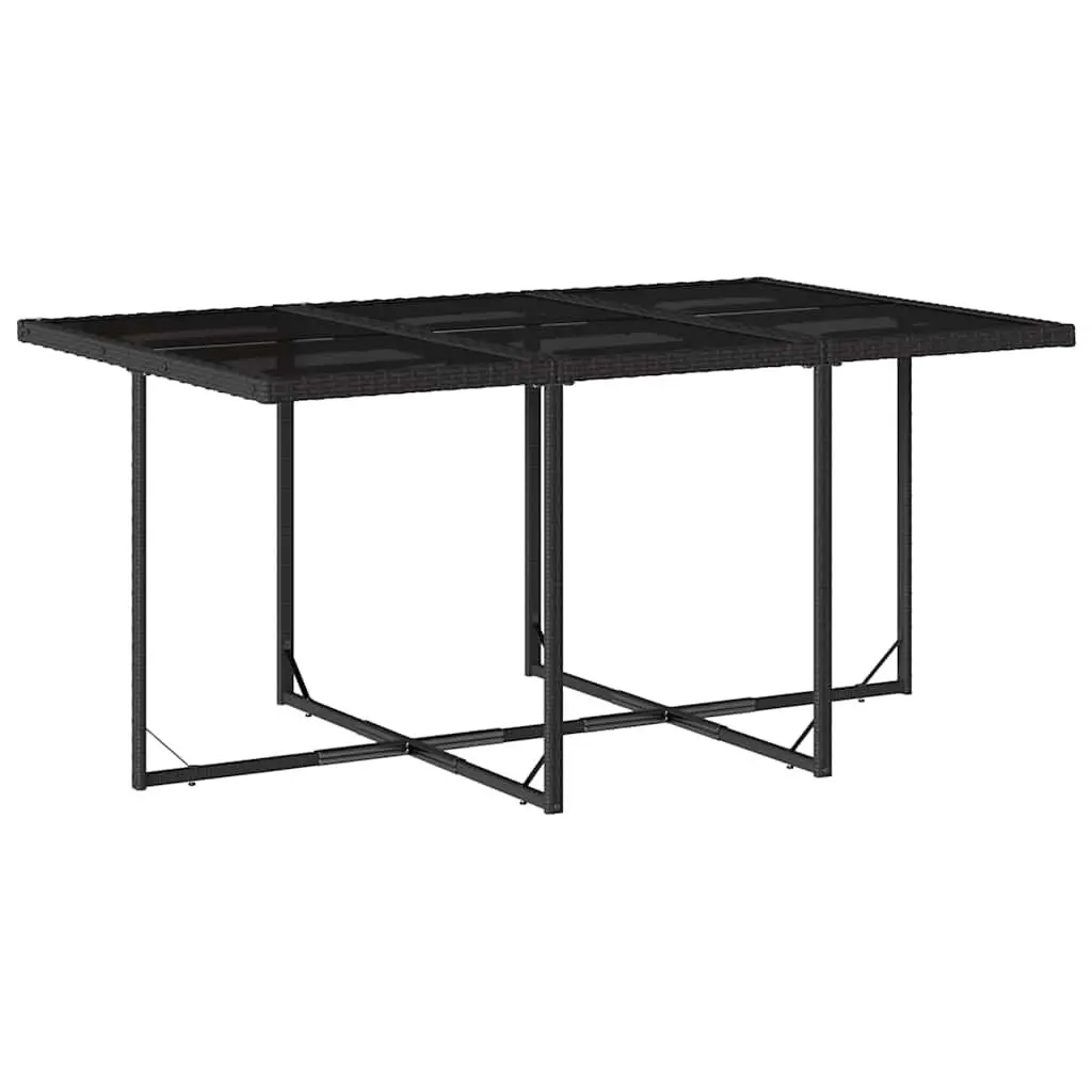 7 Piece Outdoor Dining Set Garden Furniture Black Poly Rattan Chairs Table