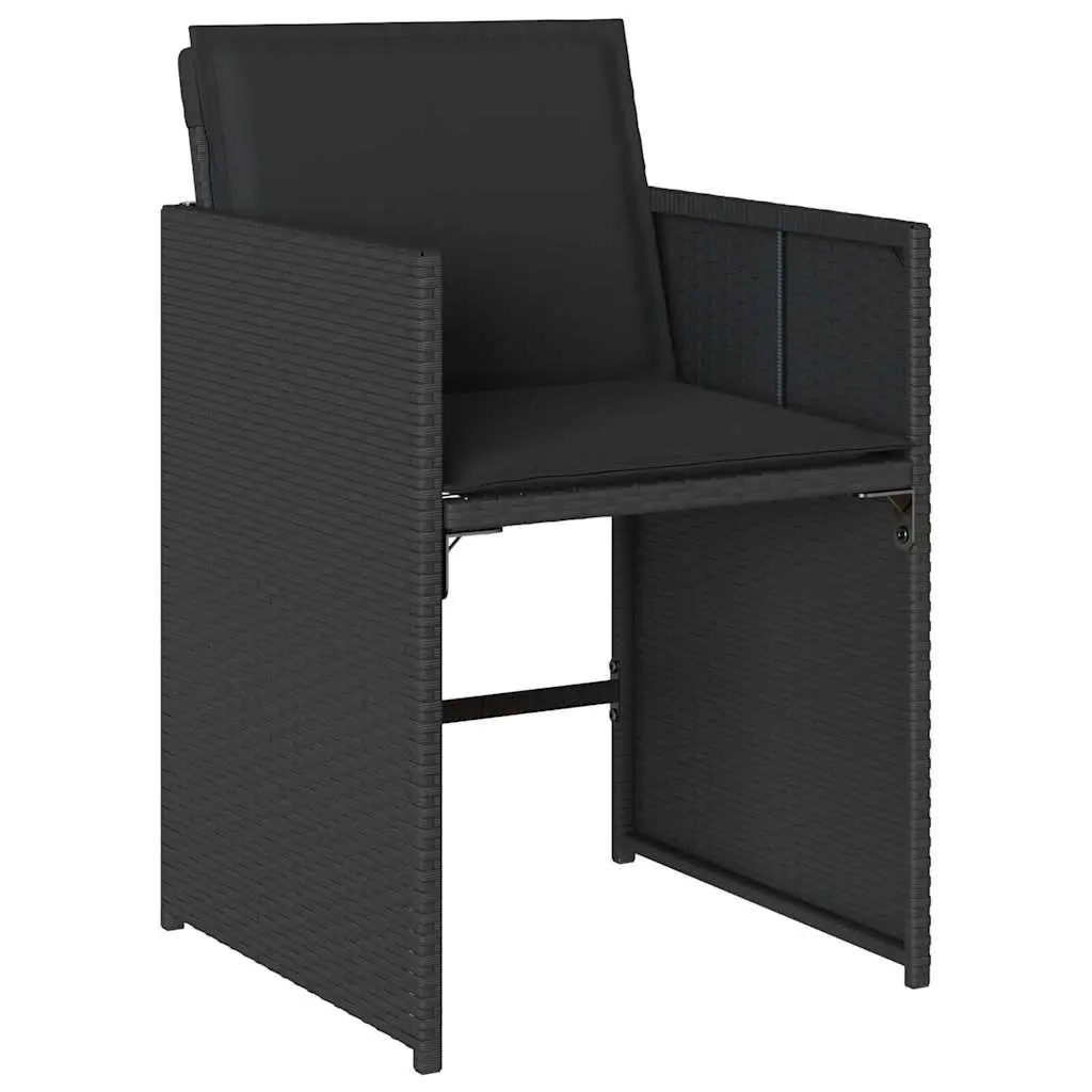 Outdoor Dining Set 7 Piece Garden Furniture Black Poly Rattan Chairs Table
