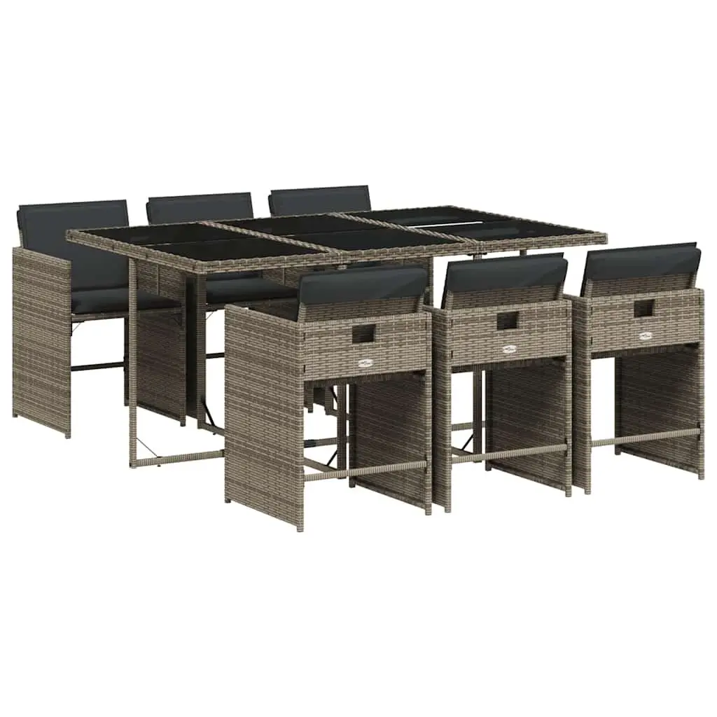 Outdoor Dining Set 7 Piece Garden Furniture Grey Poly Rattan Table Chairs