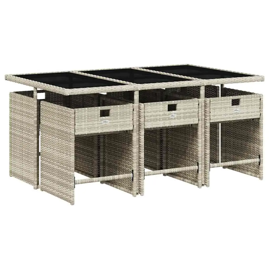 7 Piece Garden Dining Set Outdoor Patio Furniture Grey PE Rattan with Cushions