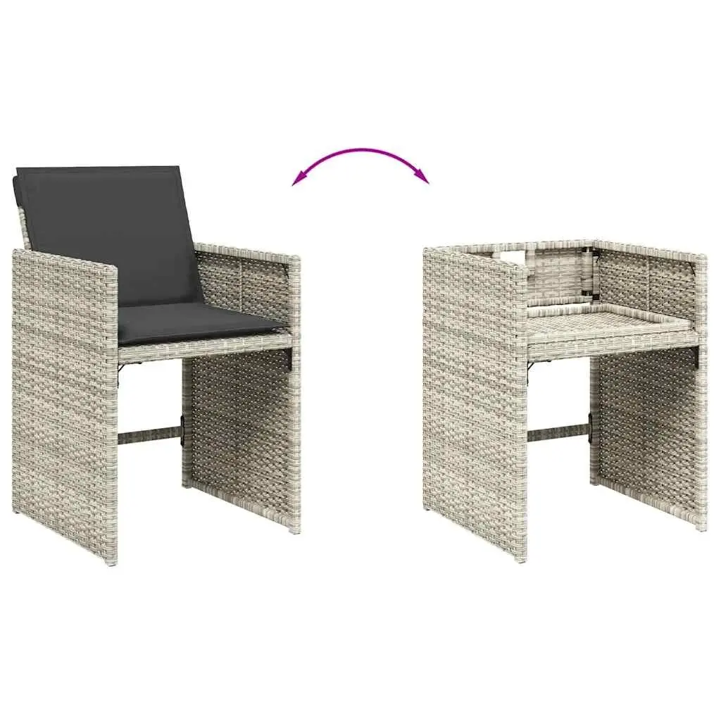 7 Piece Garden Dining Set Outdoor Patio Furniture Grey PE Rattan with Cushions