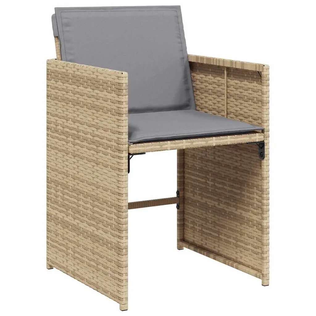 Outdoor Dining Set 7 Piece PE Rattan Garden Furniture Patio Table Chairs Cushions Beige