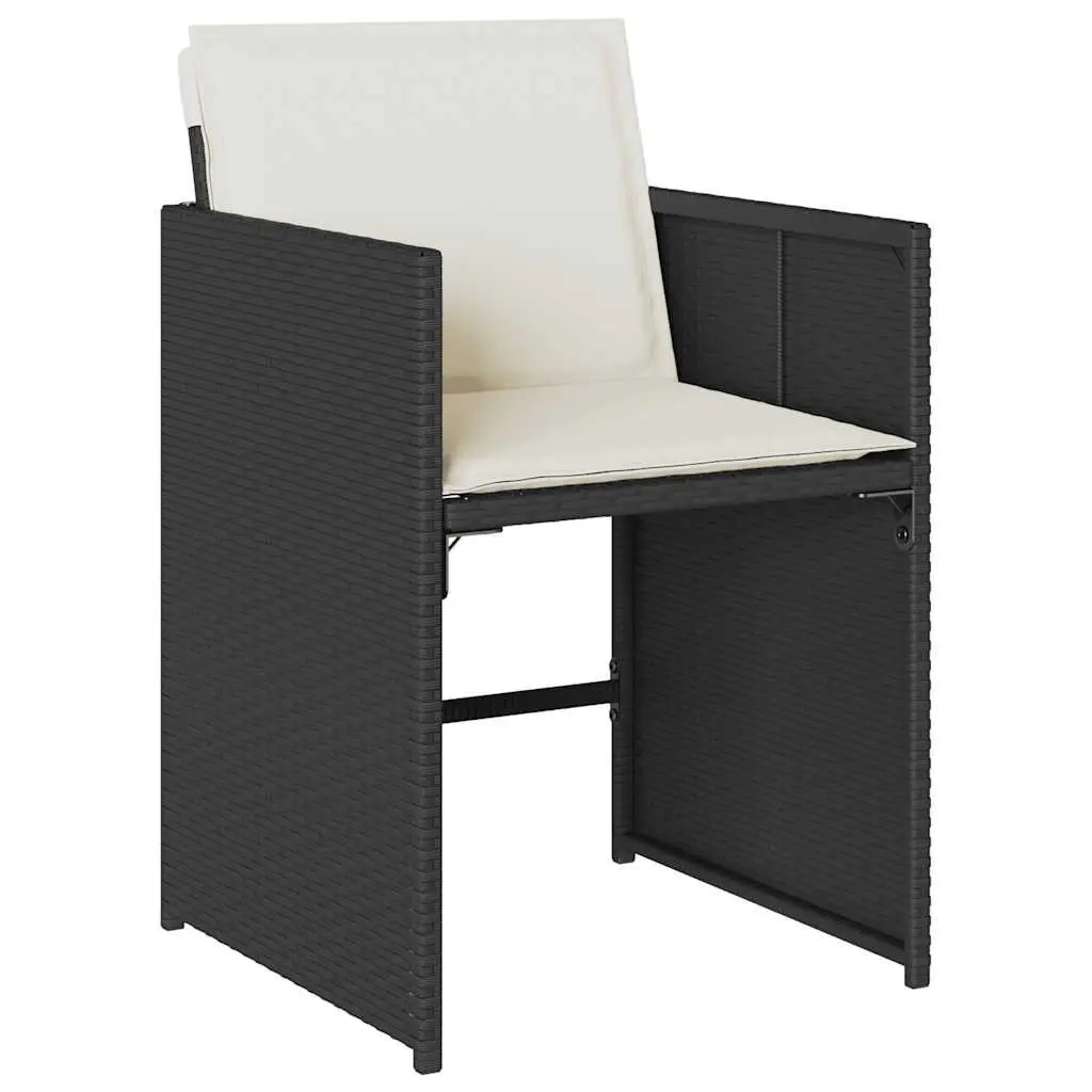 7 Piece Outdoor Dining Set Black Poly Rattan Chairs Table Garden Patio Furniture