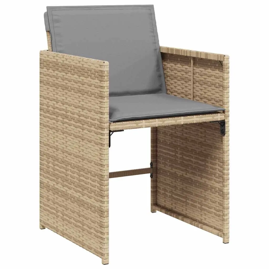 Outdoor Dining Set 11 Piece Garden Furniture PE Rattan Beige Cushions