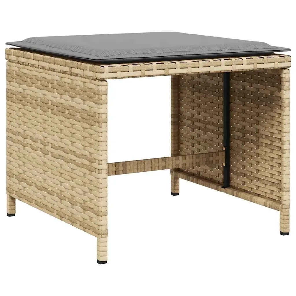 Outdoor Dining Set 11 Piece Garden Furniture PE Rattan Beige Cushions