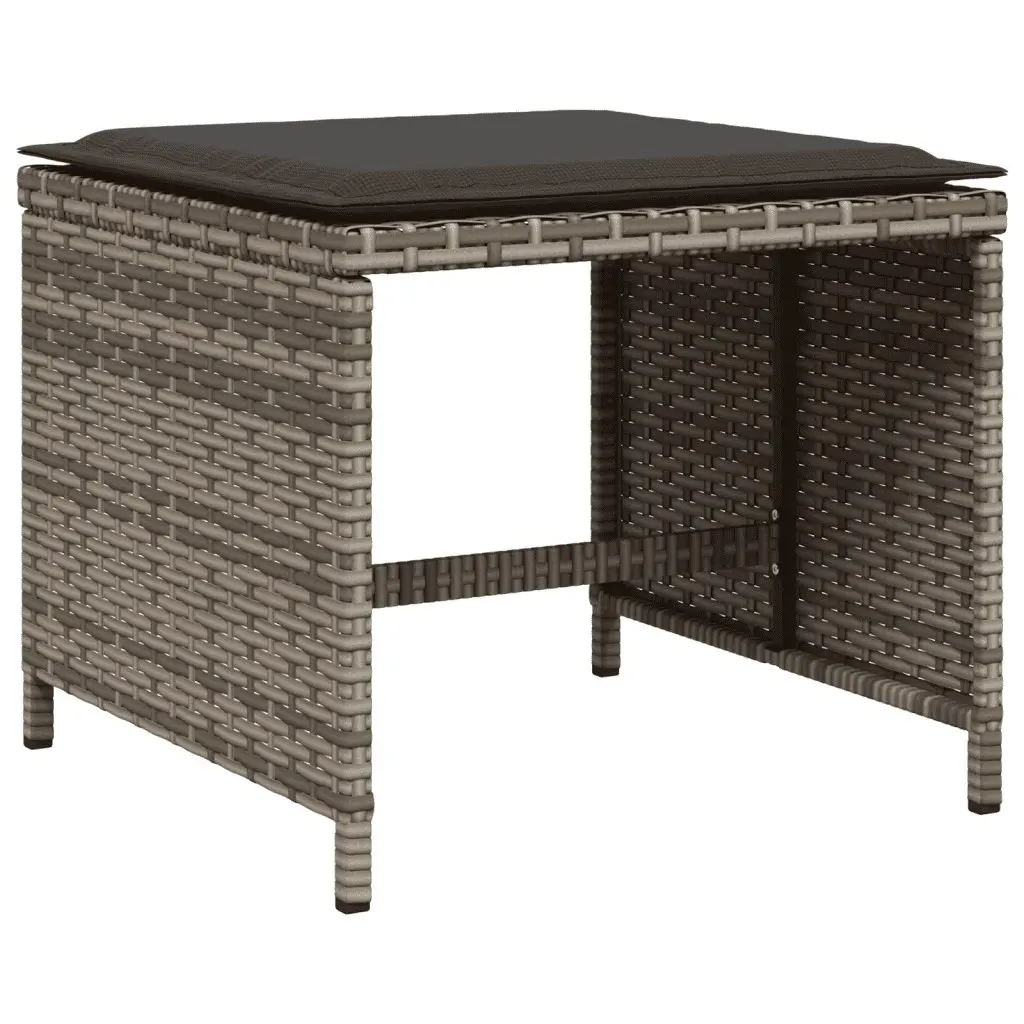 Outdoor Dining Set 11 Piece Grey Poly Rattan Garden Furniture with Cushions