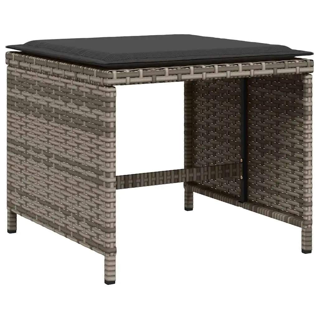 Outdoor Dining Set 11 Piece Grey Poly Rattan Garden Furniture with Cushions