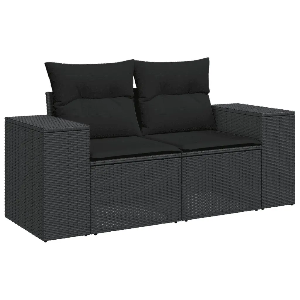 13 Piece Outdoor Garden Dining Set Poly Rattan Black with Cushions