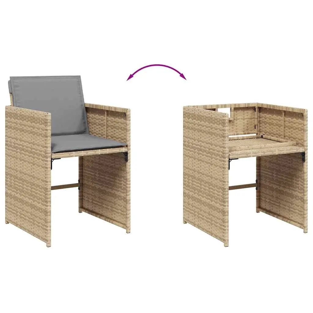 Outdoor Dining Set 9 Piece Garden Furniture with Cushions Beige Poly Rattan