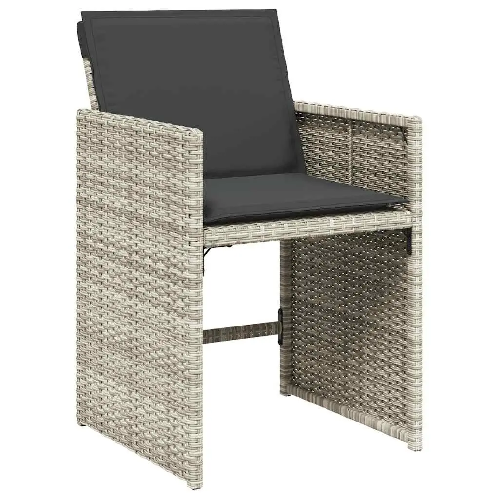 Garden Dining Set 11 Piece Outdoor Patio Furniture Grey Poly Rattan with Cushions