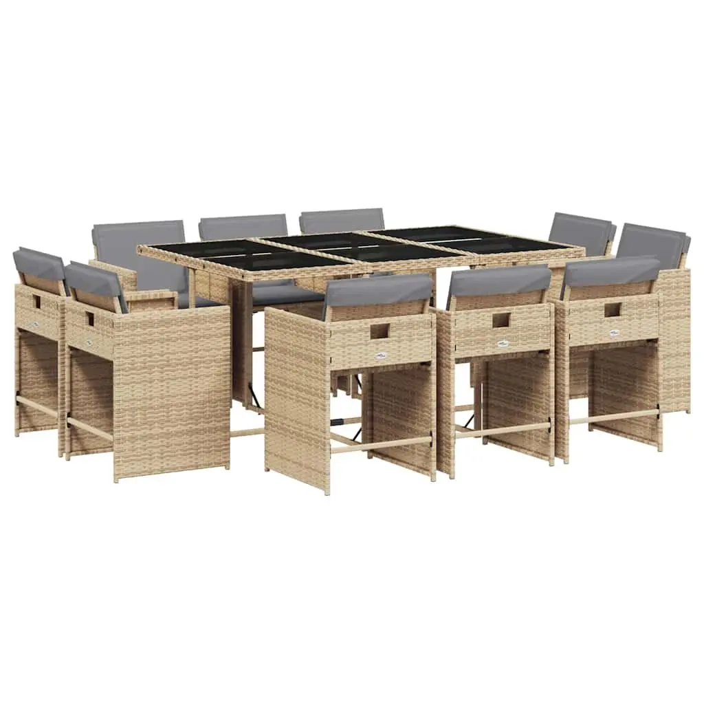 11 Piece Outdoor Garden Dining Set Poly Rattan Chairs Table Patio Furniture