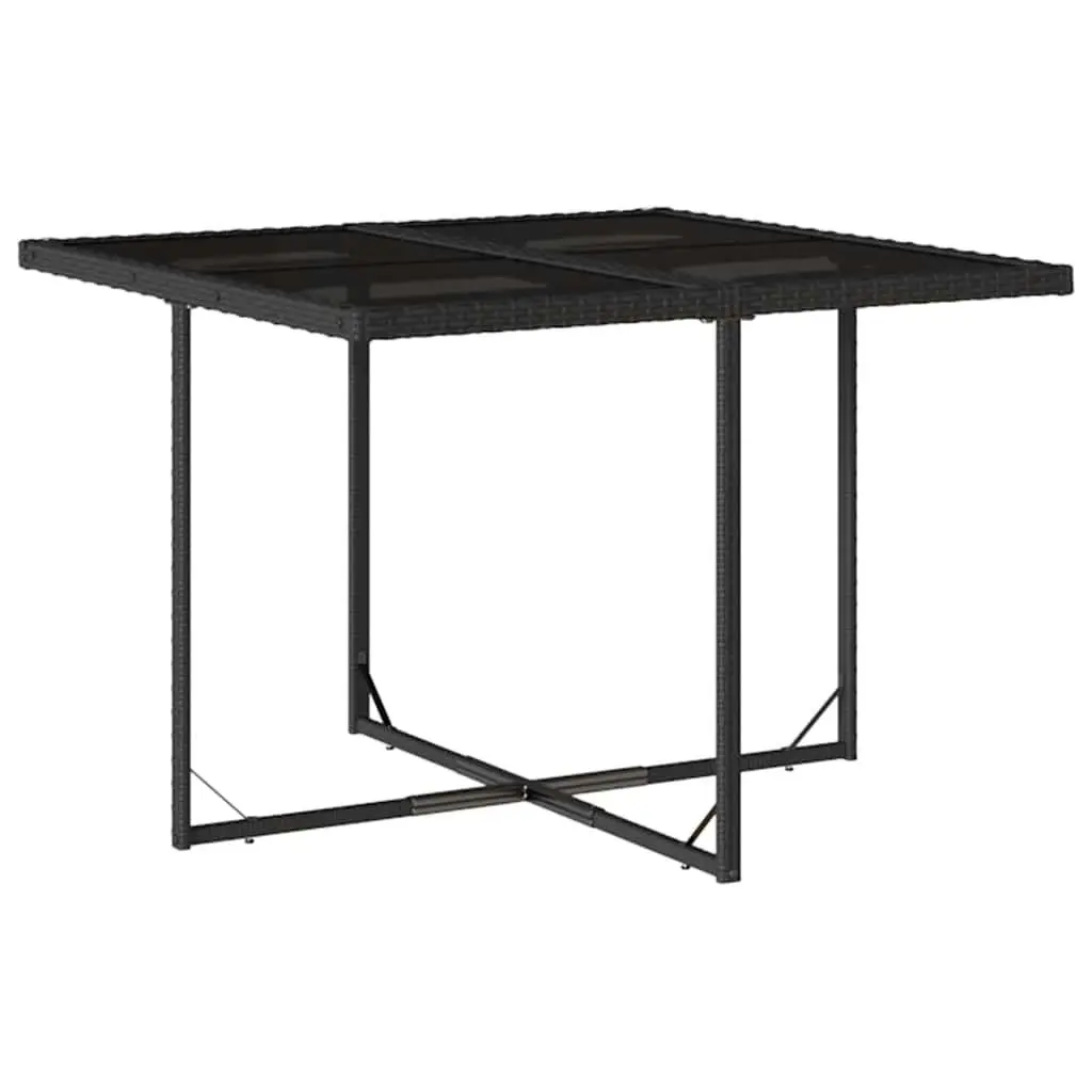 5 Piece Outdoor Dining Set Poly Rattan Chairs Glass Table Black Patio Furniture