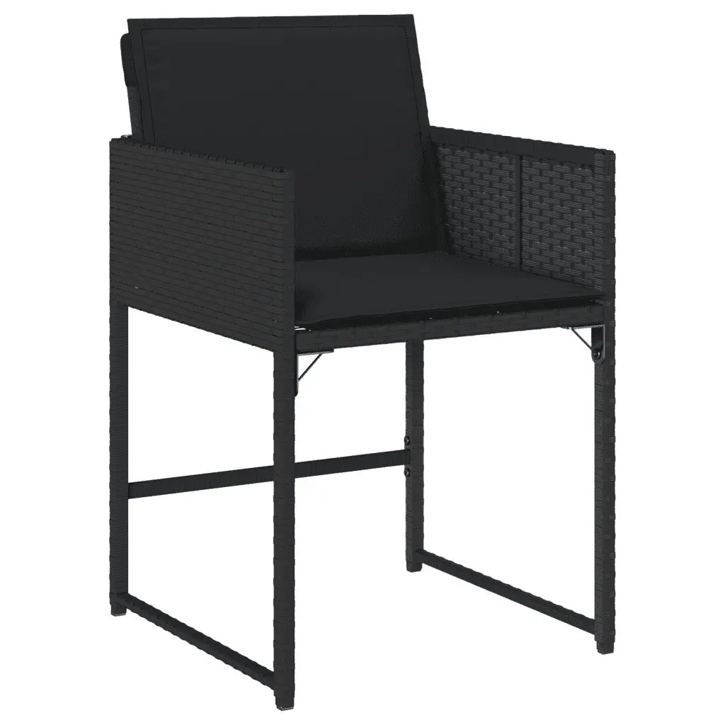 5 Piece Garden Dining Set Outdoor Furniture Black Poly Rattan Chairs Table