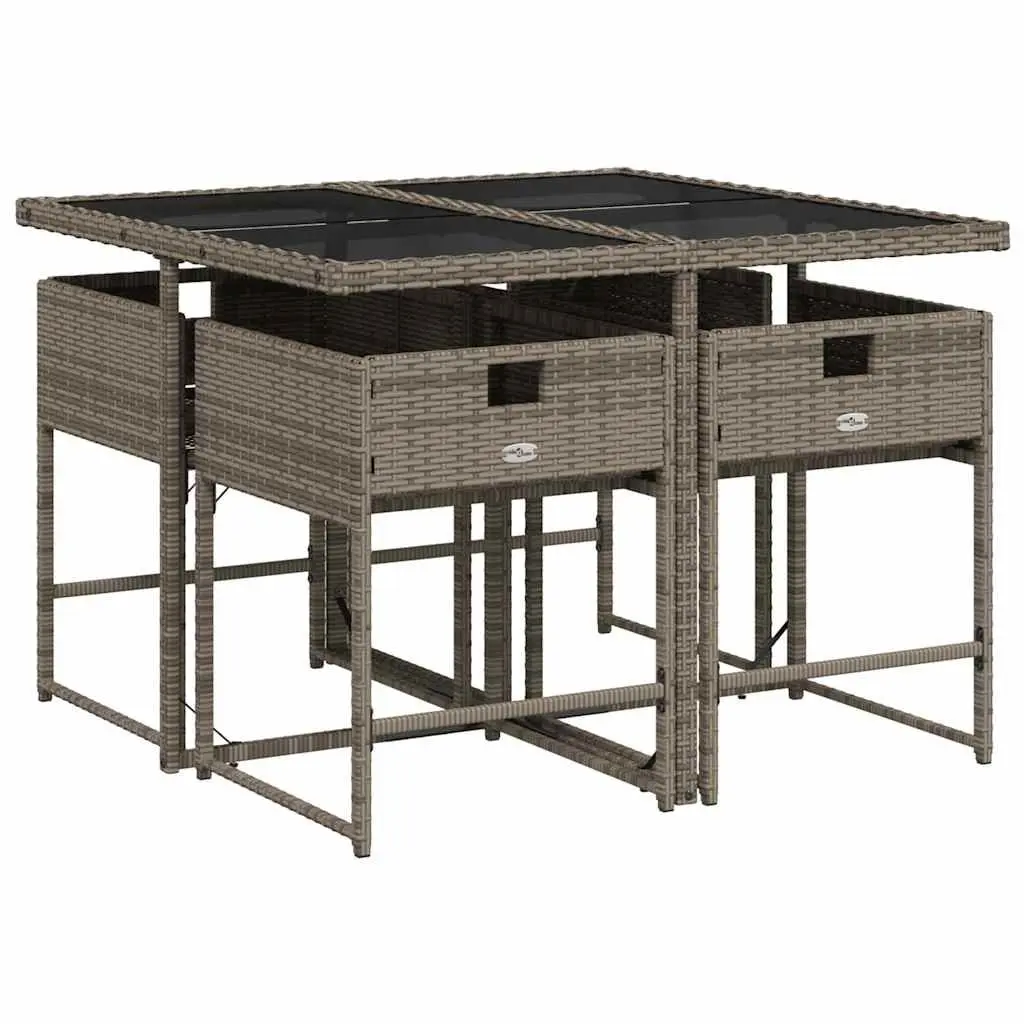 Garden Dining Set 5 Piece Outdoor Furniture Grey Poly Rattan Chairs Table