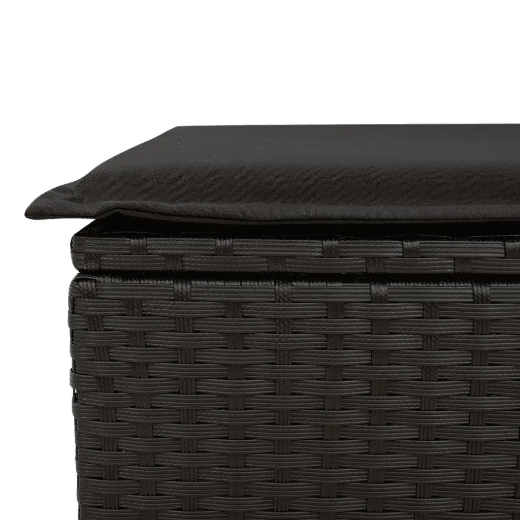 7 Piece Outdoor Garden Dining Set with Cushions Black Poly Rattan Patio