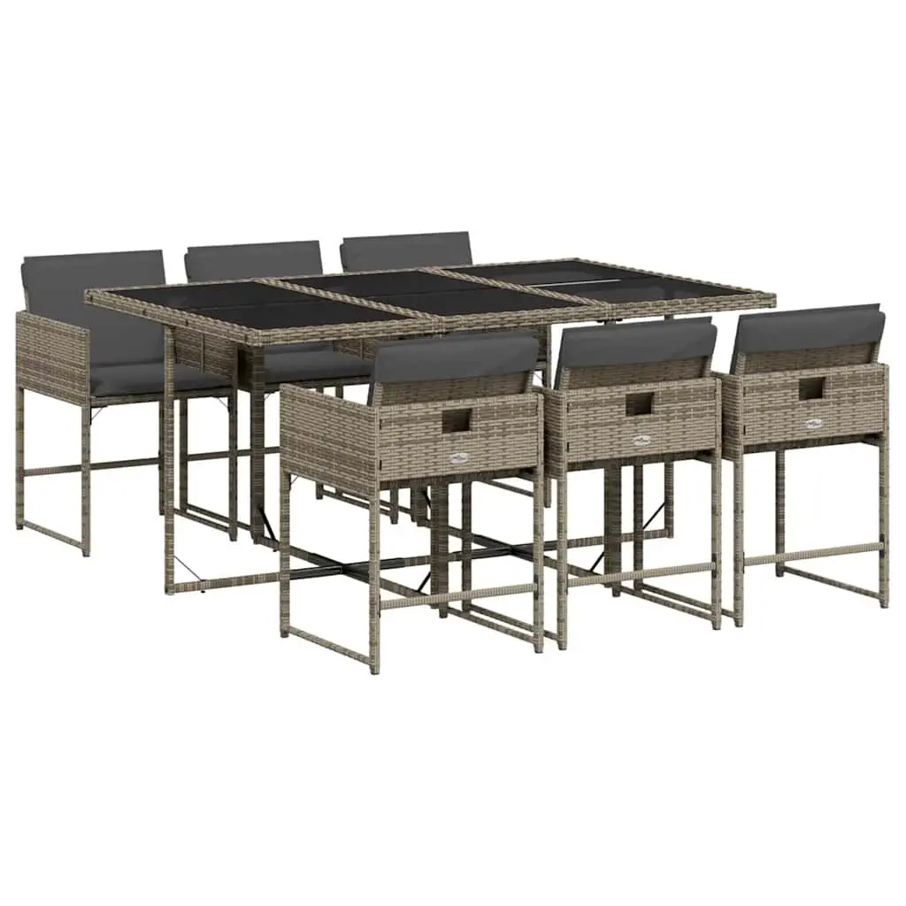 7 Piece Garden Dining Set Poly Rattan Chairs Table Outdoor Patio Furniture Grey