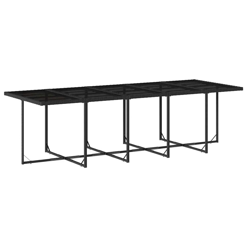 11 Piece Garden Dining Set Outdoor Furniture Black Poly Rattan Chairs Table