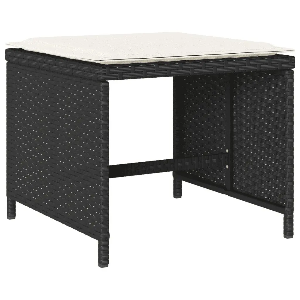 Outdoor Dining Set 9 Piece Garden Furniture Table Chairs Cushions Black Poly