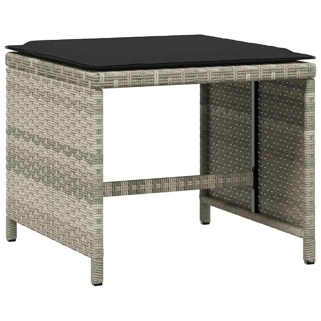 Garden Dining Set 11 Piece Poly Rattan Grey Outdoor Furniture with Cushions