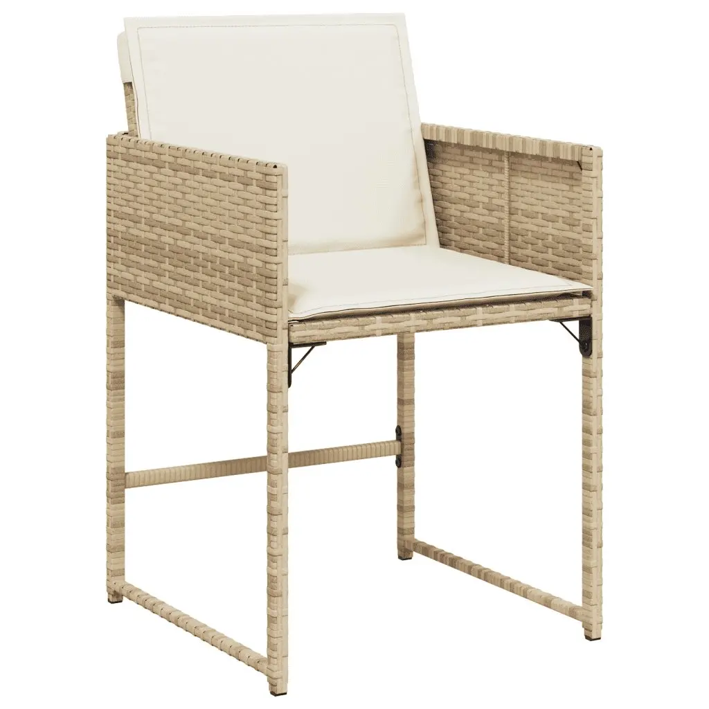 Outdoor Dining Set 9 Piece Poly Rattan Garden Furniture Table Chairs Cushions Beige