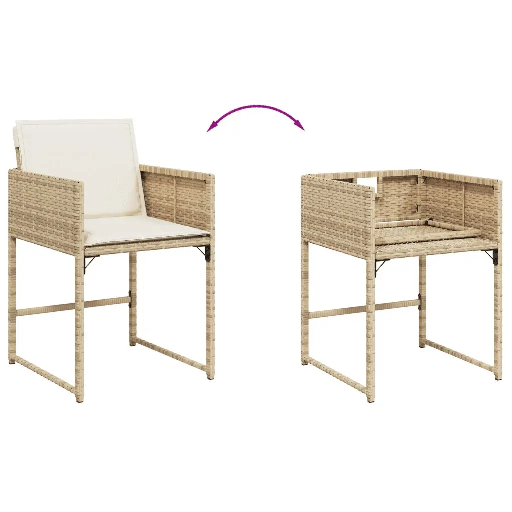 Garden Dining Set 11 Piece Outdoor Furniture Beige Poly Rattan Table Chairs
