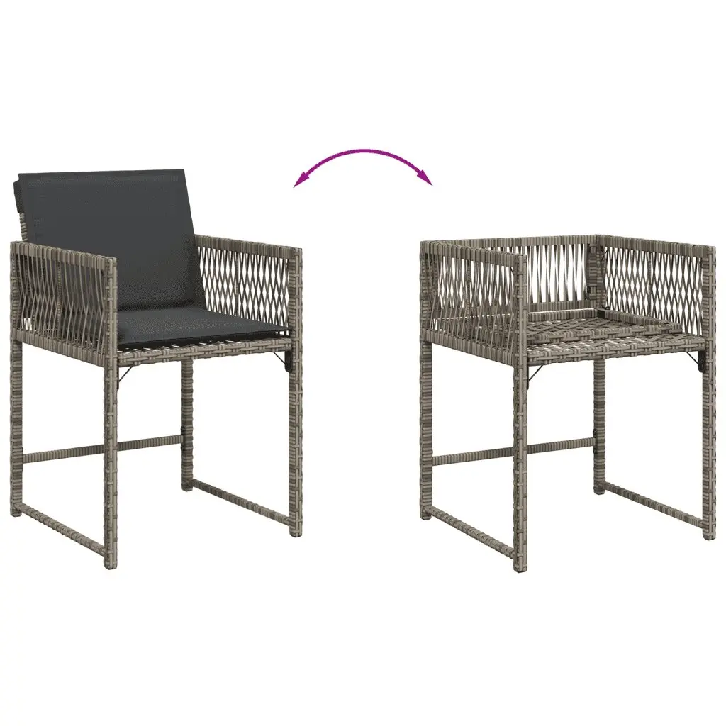 Outdoor Dining Set 5 Piece Grey Poly Rattan Patio Furniture with Cushions