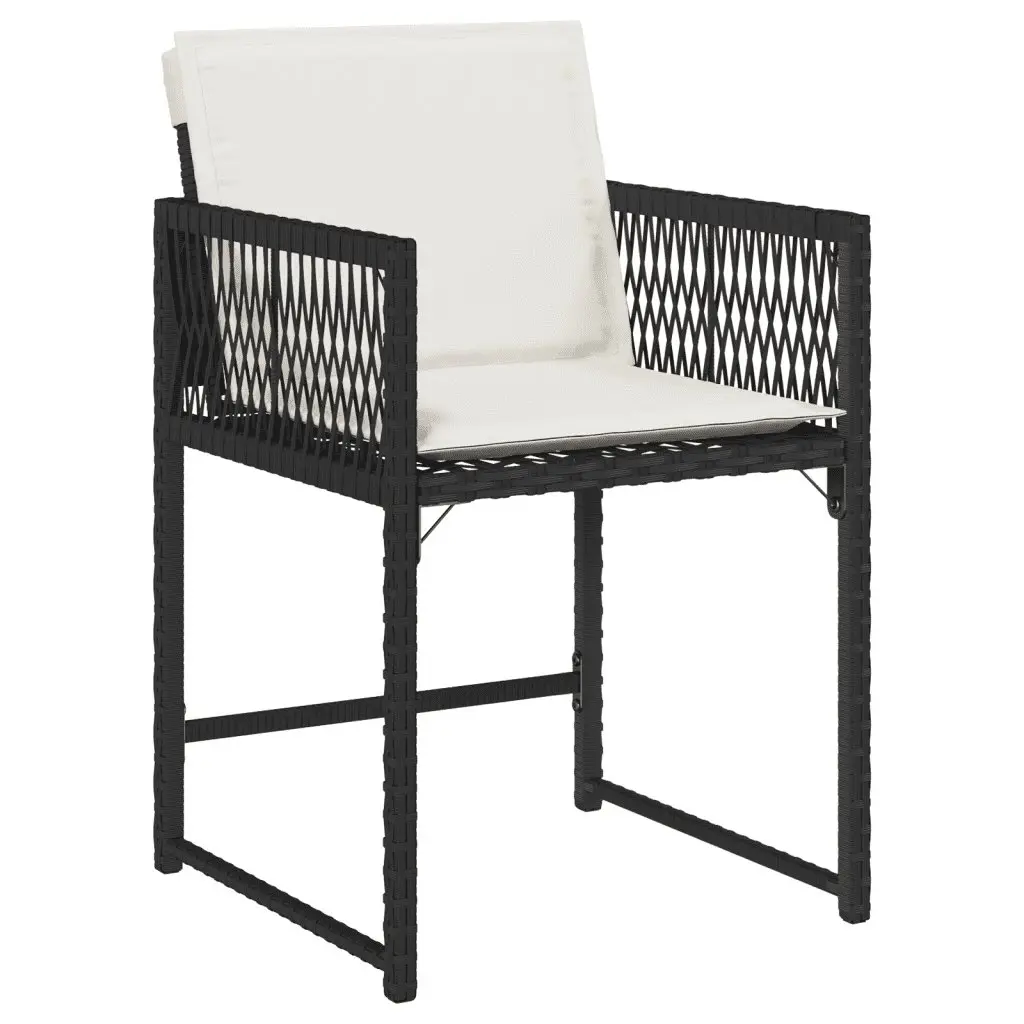 Garden Dining Set 5 Piece Outdoor Furniture Black PE Rattan with Cushions
