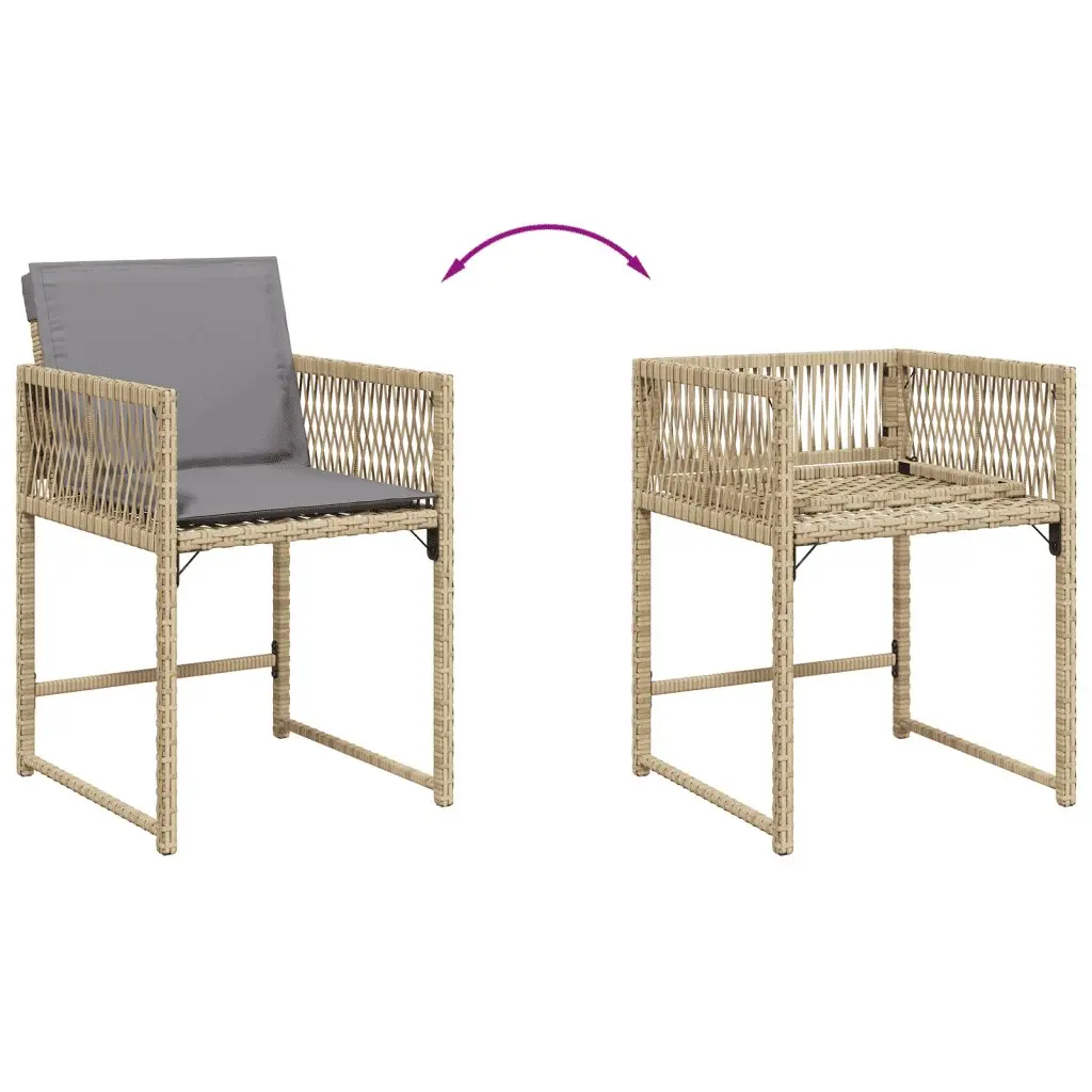 7 Piece Garden Dining Set Outdoor Patio Furniture PE Rattan Beige Cushions