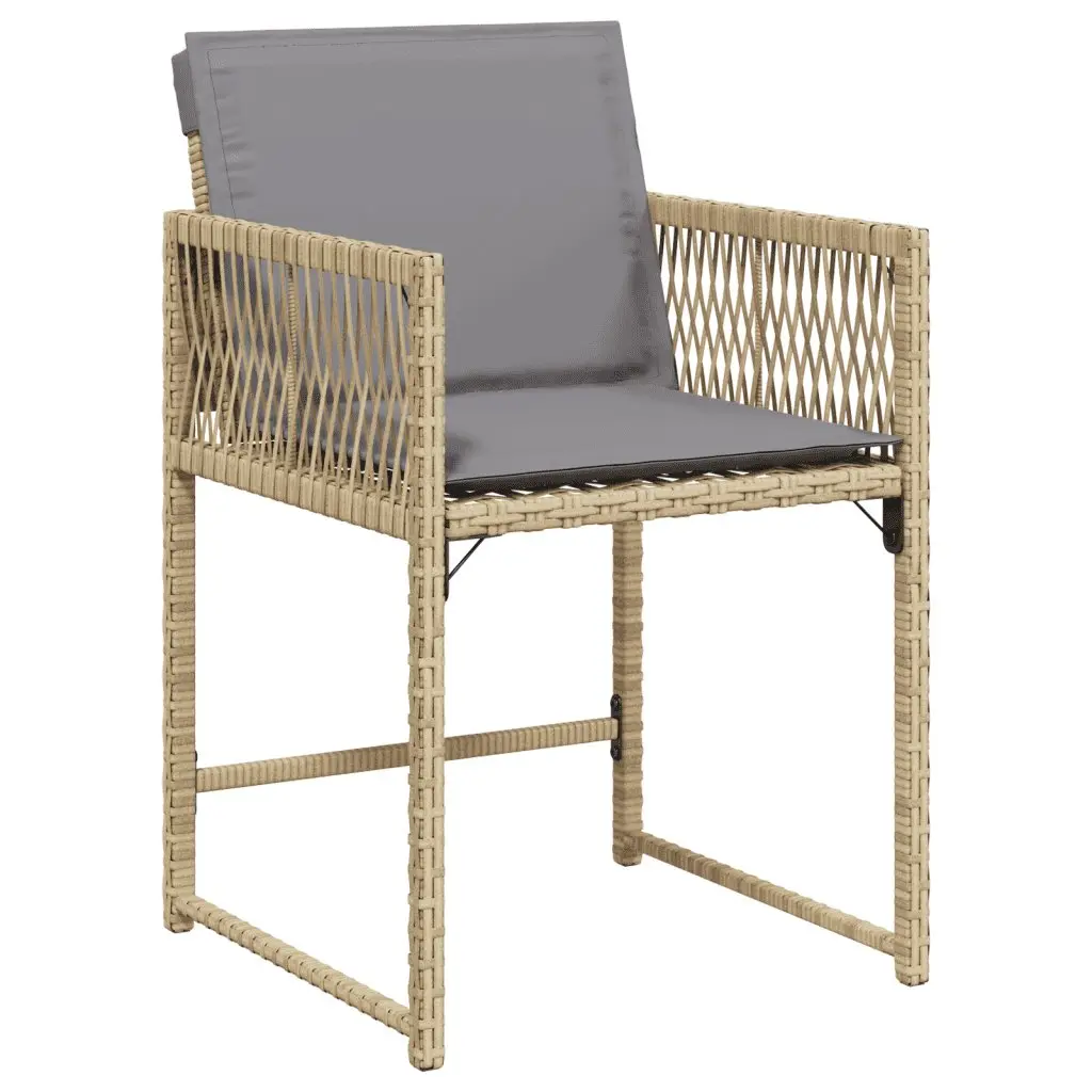 7 Piece Garden Dining Set Outdoor Patio Furniture PE Rattan Beige Cushions
