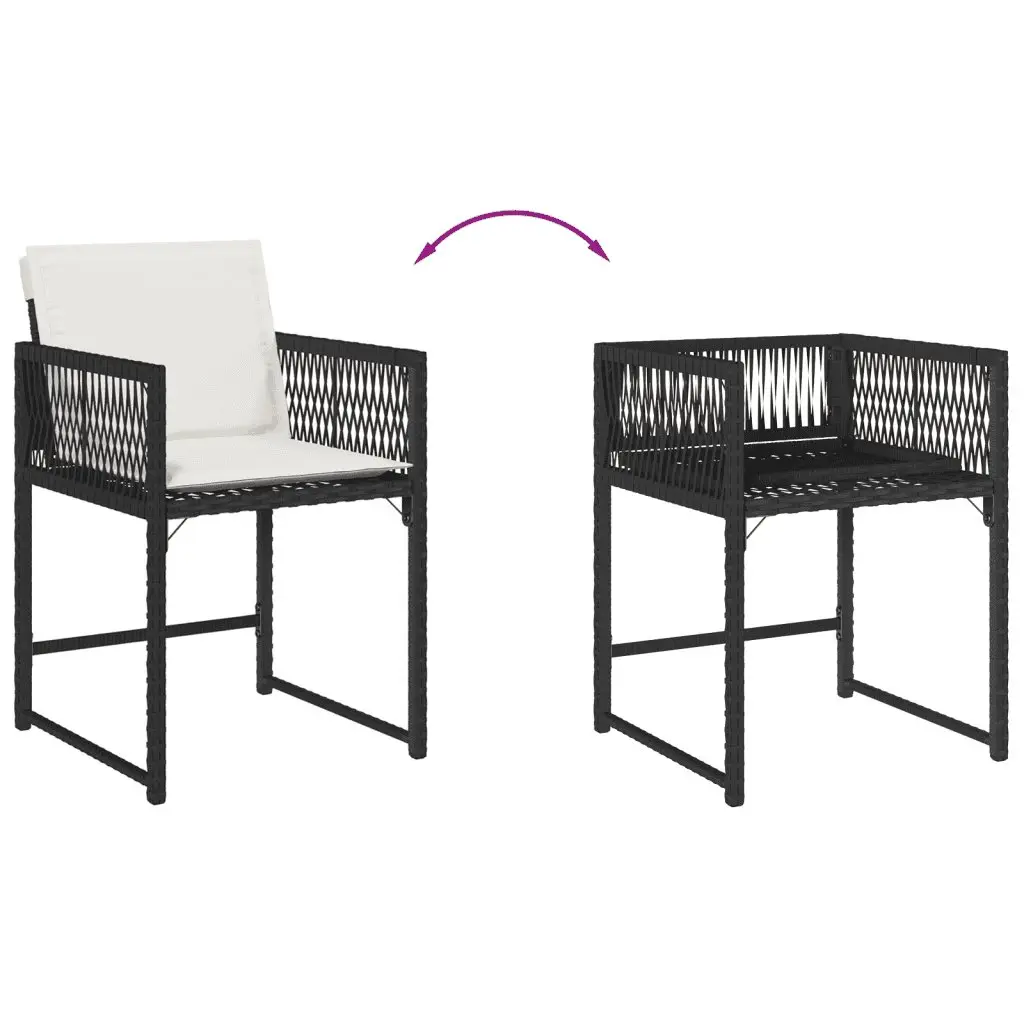 7 Piece Garden Dining Set Outdoor Furniture Poly Rattan Chairs Table Black