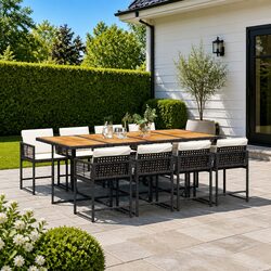 Garden Dining Set 9 Piece Outdoor Patio Furniture Poly Rattan Black with