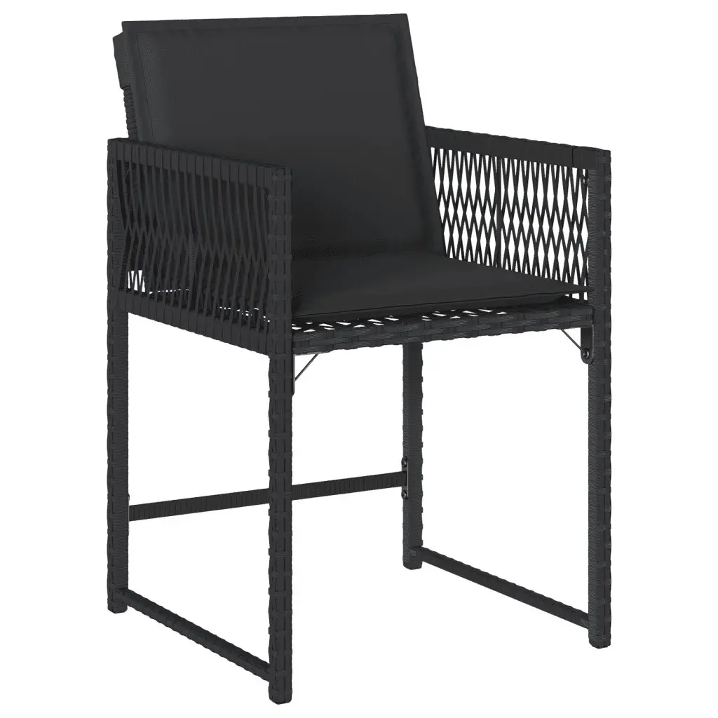Garden Dining Set 11 Piece Outdoor Furniture Black Poly Rattan Chairs Table