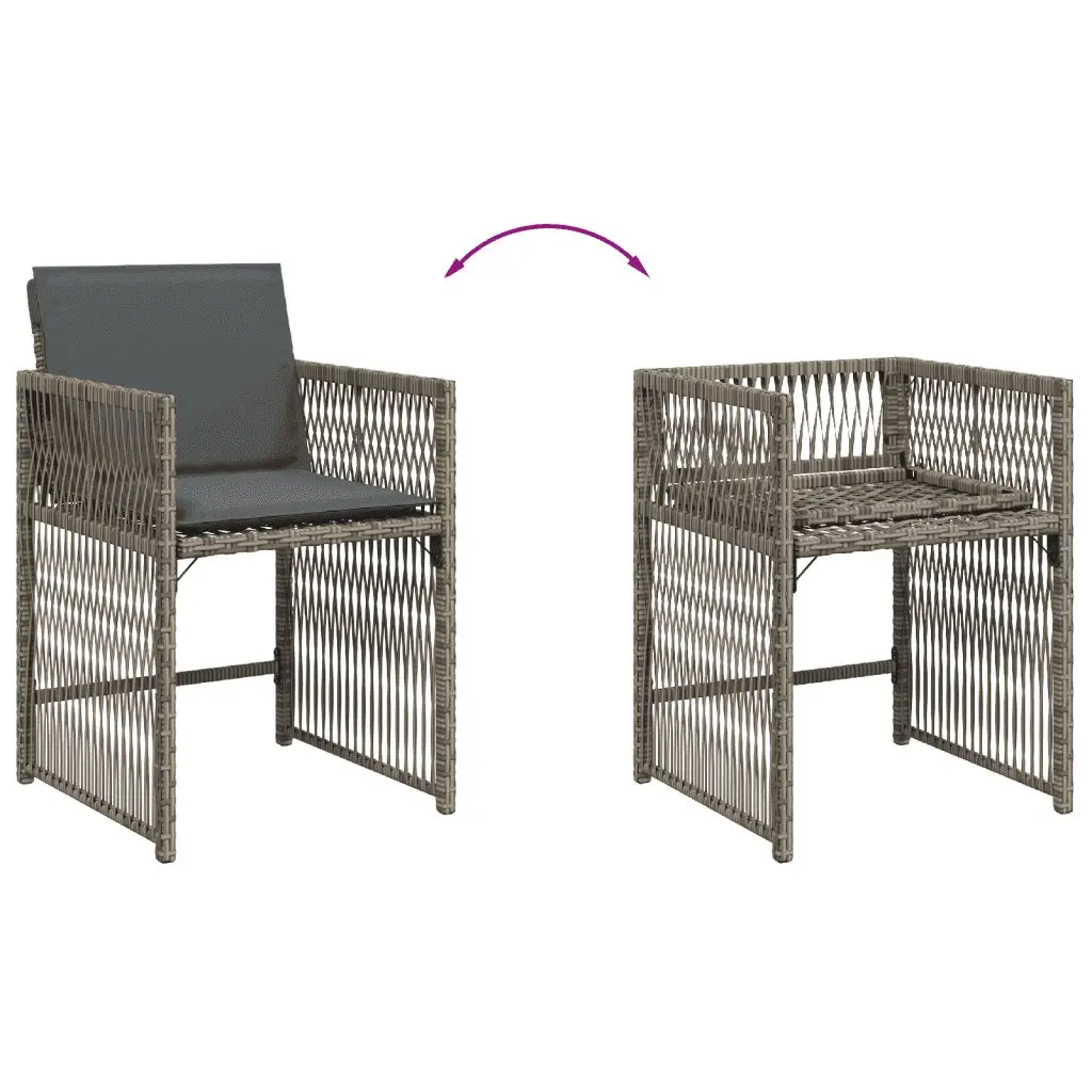 Garden Dining Set 5 Piece Outdoor Furniture Grey Poly Rattan Cushions Patio