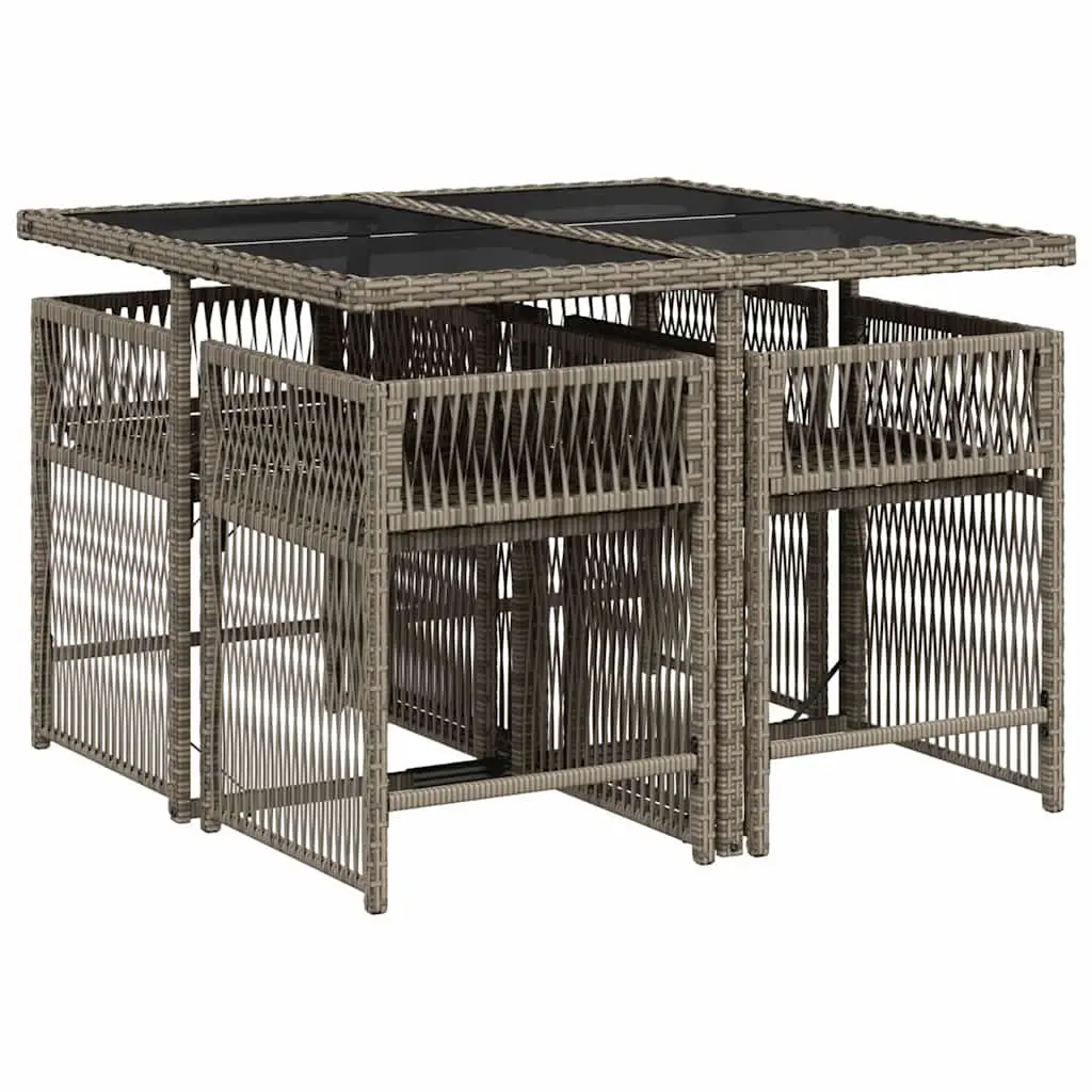 Garden Dining Set 5 Piece Outdoor Furniture Grey Poly Rattan Cushions Patio
