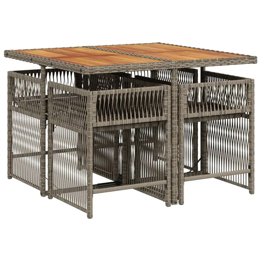 Outdoor Dining Set 5 Piece Garden Furniture Grey Poly Rattan with Cushions