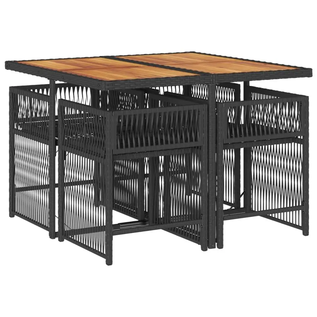 Garden Dining Set 5 Piece Black Poly Rattan Chairs Table Outdoor Patio Furniture