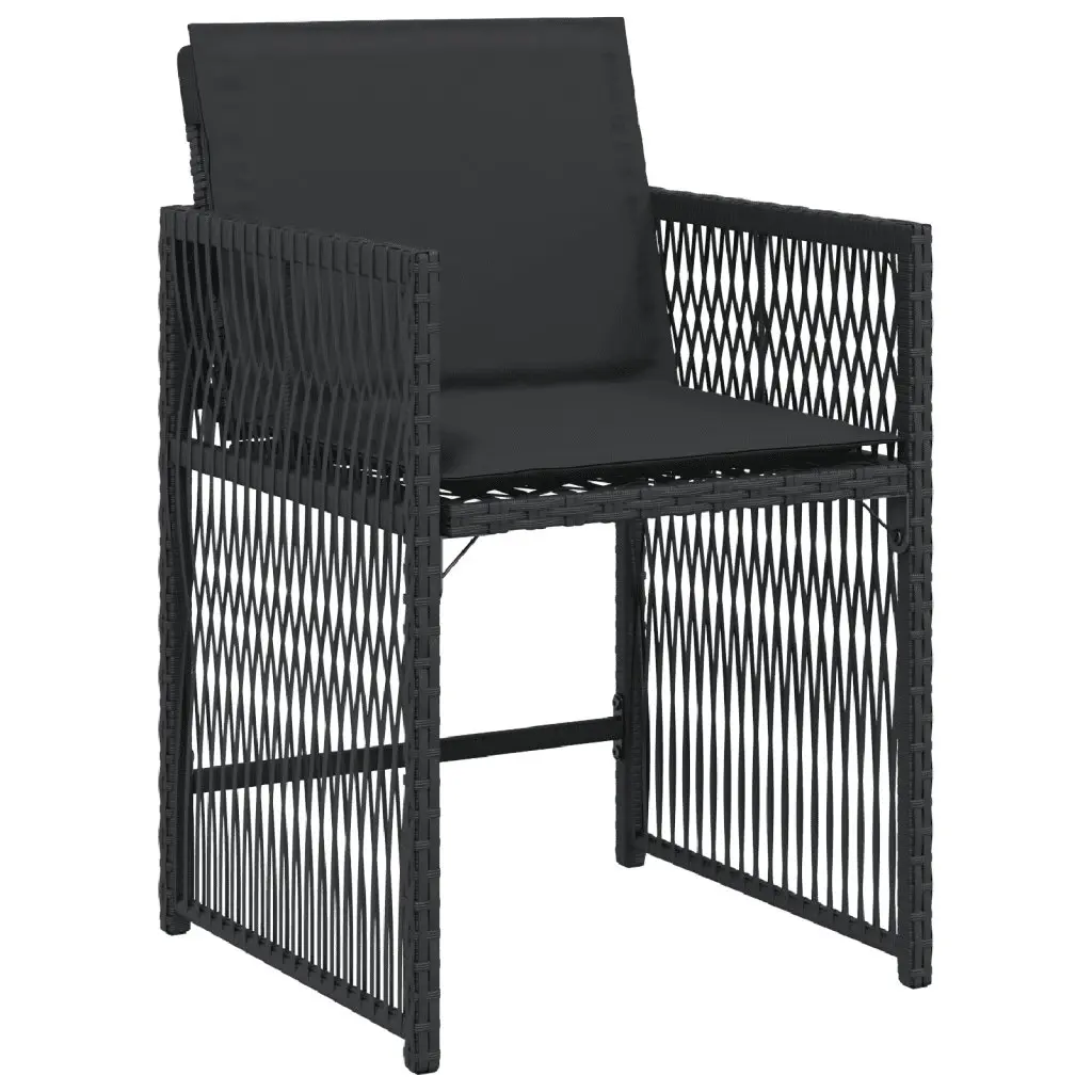 7 Piece Outdoor Dining Set Poly Rattan Garden Furniture with Cushions Black