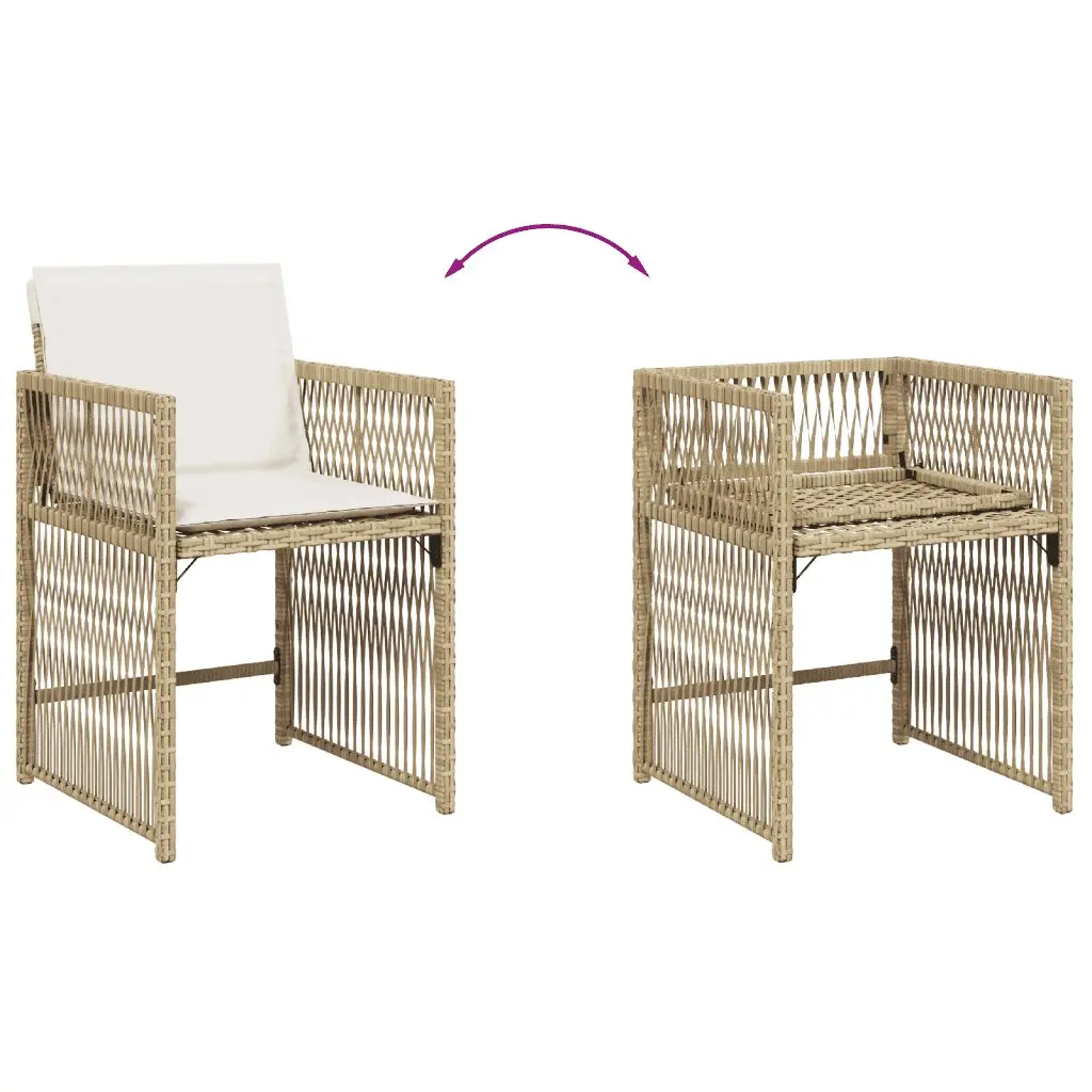 7 Piece Garden Dining Set Outdoor Patio Furniture with Cushions Beige Poly
