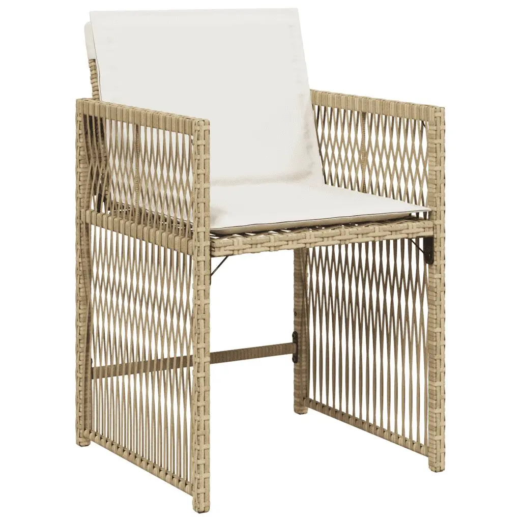 7 Piece Garden Dining Set Outdoor Patio Furniture with Cushions Beige Poly