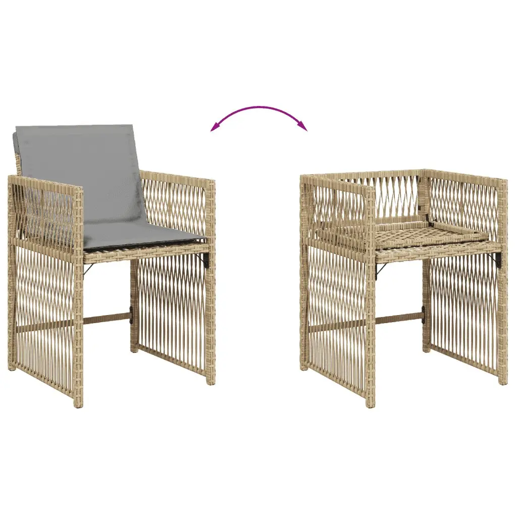 7 Piece Outdoor Garden Dining Set Poly Rattan Chairs Table with Cushions Beige