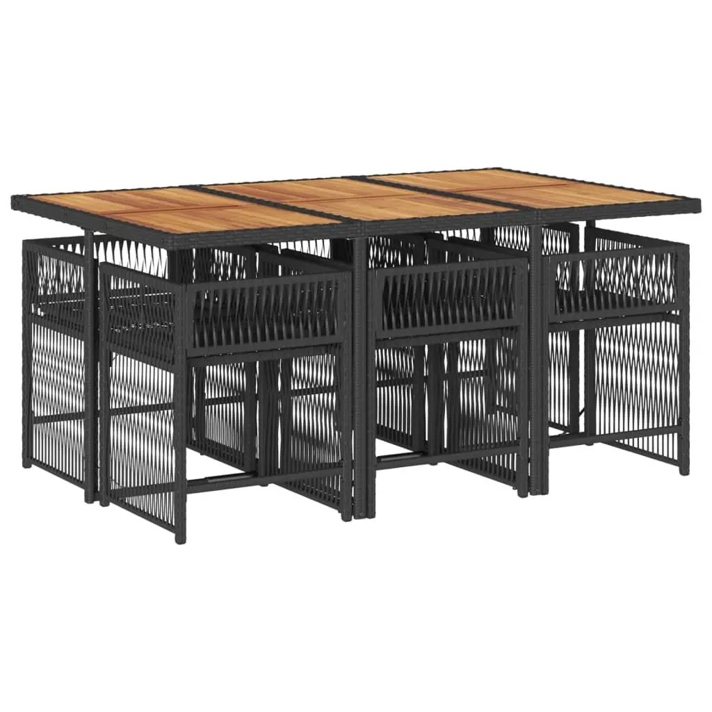 7 Piece Garden Dining Set with Cushions Black Outdoor Furniture Patio Table