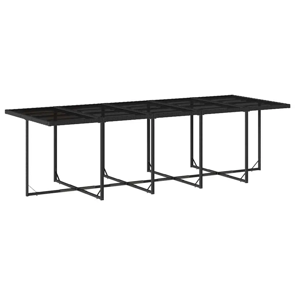 11 Piece Outdoor Dining Set Durable PE Rattan Black Garden Patio Furniture with Foldable Chairs and Padded Cushions