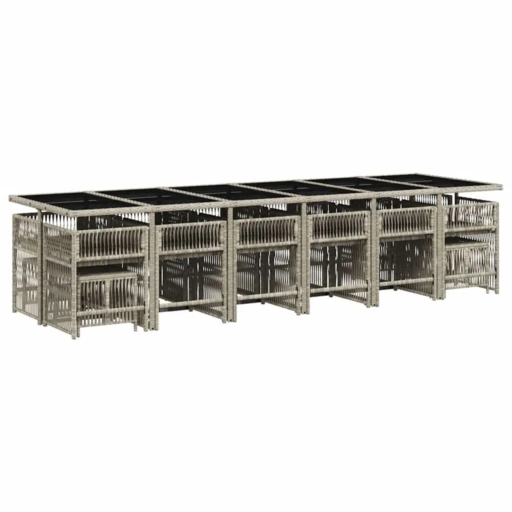 Garden Dining Set 17 Piece Outdoor Furniture Grey PE Rattan with Cushions