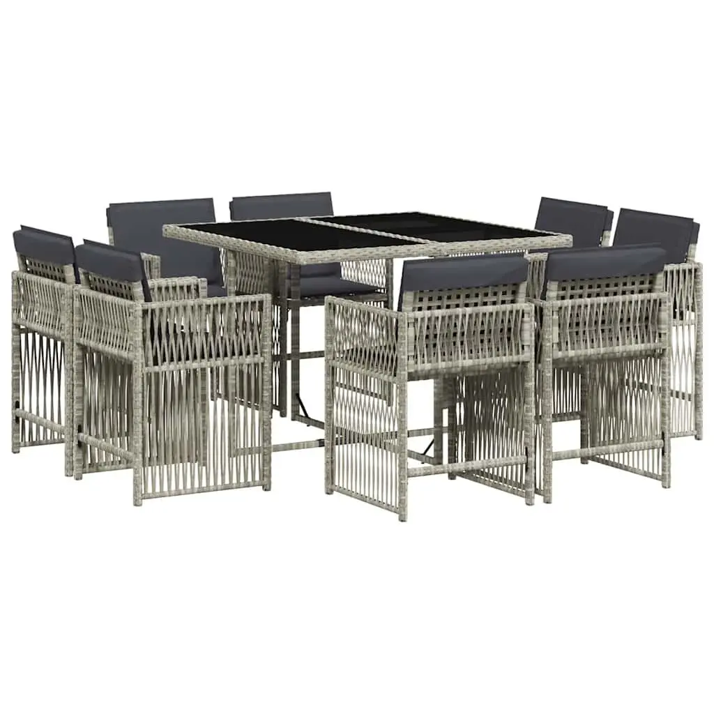 Outdoor Dining Set 9 Piece Garden Furniture Poly Rattan Chairs Table Cushions